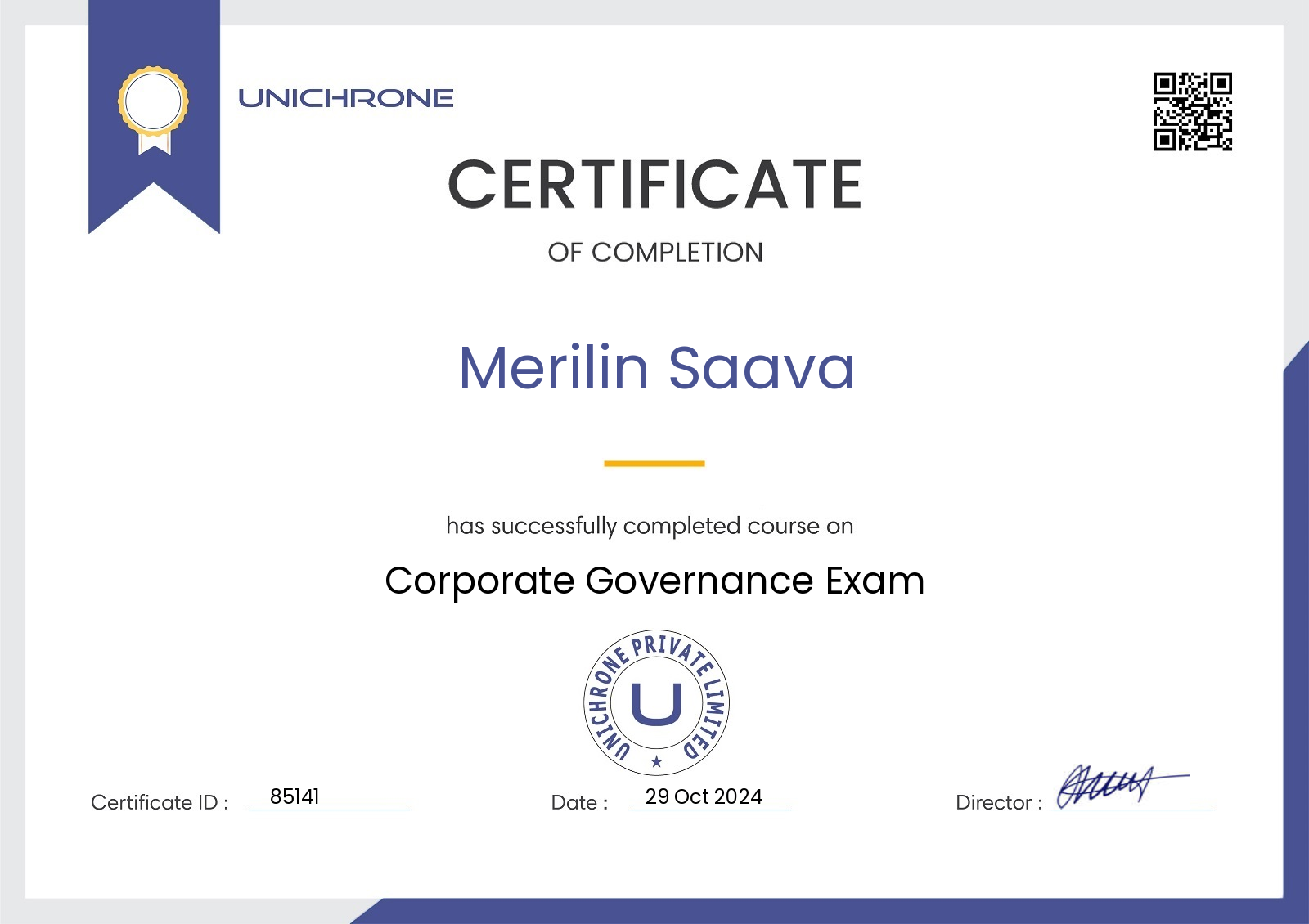 Unichrone Certificate